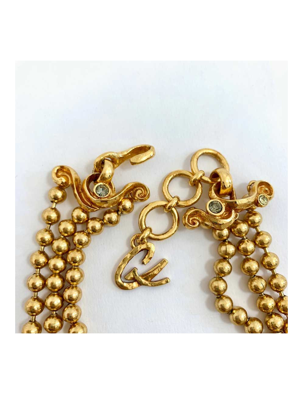 CHRISTIAN LACROIX Collier Ras de cou doré et strass