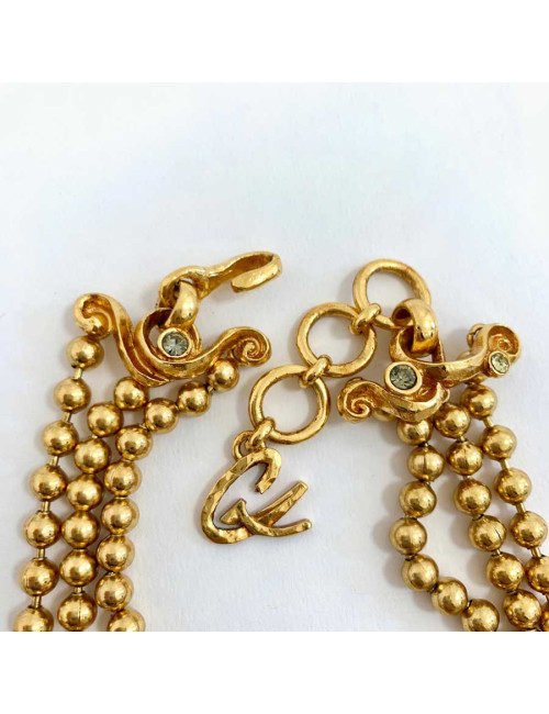CHRISTIAN LACROIX Collier Ras de cou doré et strass
