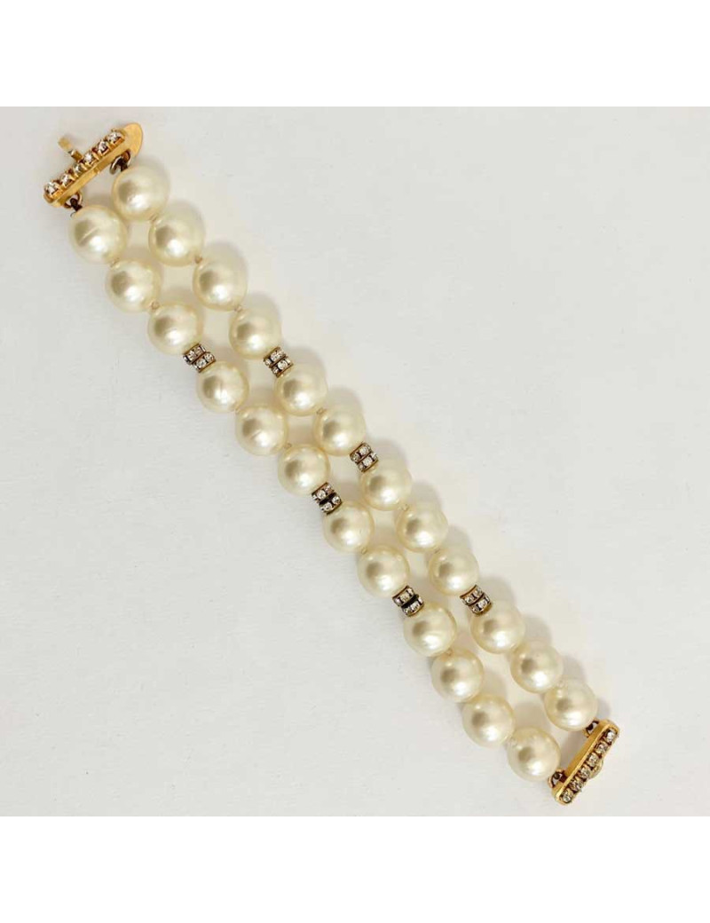 Bracelet perles CHANEL double rangs