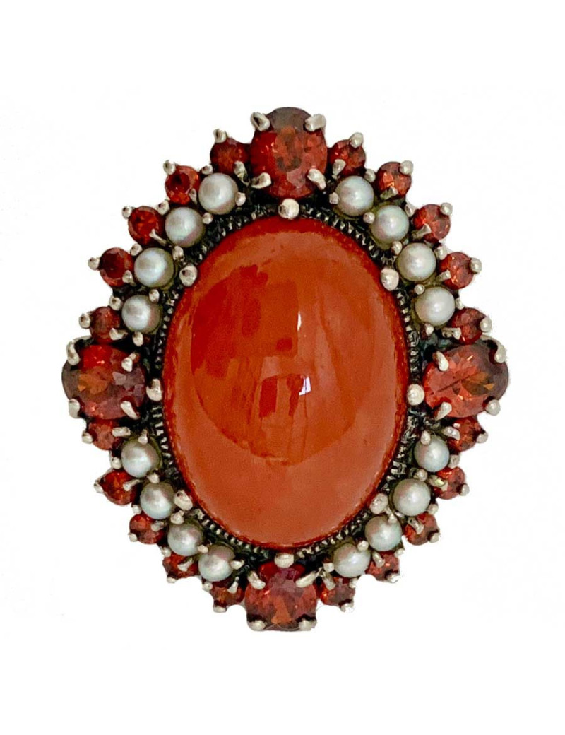 Bague cornaline ancienne ovale