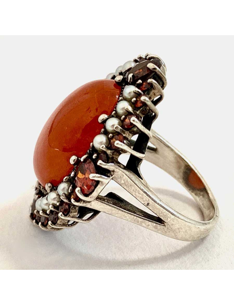 Bague cornaline ancienne ovale