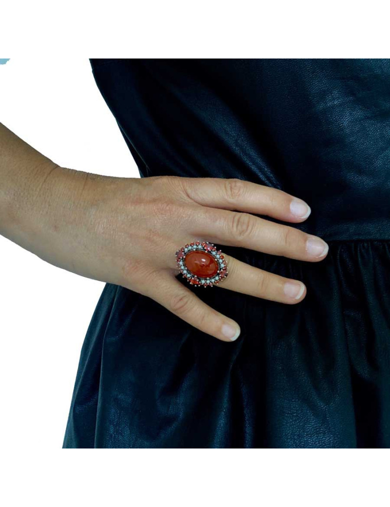 Bague cornaline ancienne ovale