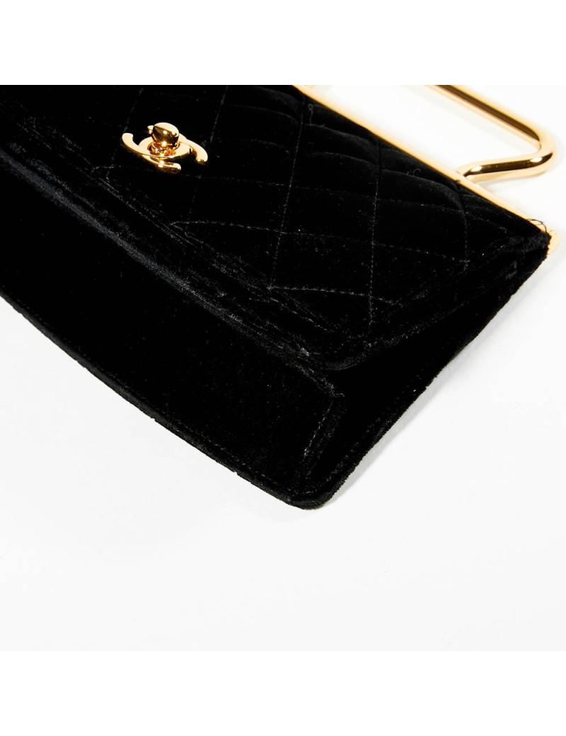 Mini sac CHANEL Couture velours de soie noir