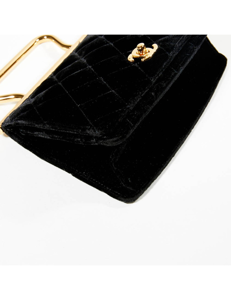 Mini sac CHANEL Couture velours de soie noir