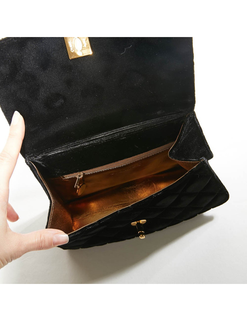 Mini sac CHANEL Couture velours de soie noir