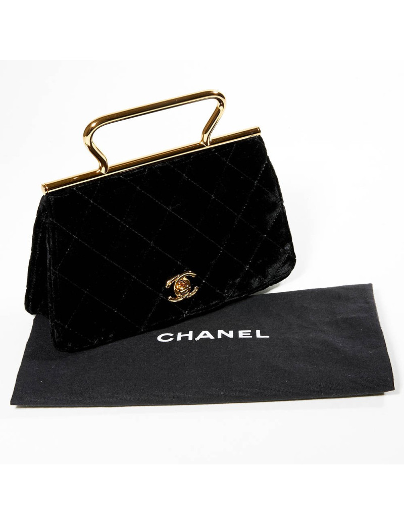 Sac du soir CHANEL Couture velours de soie noir