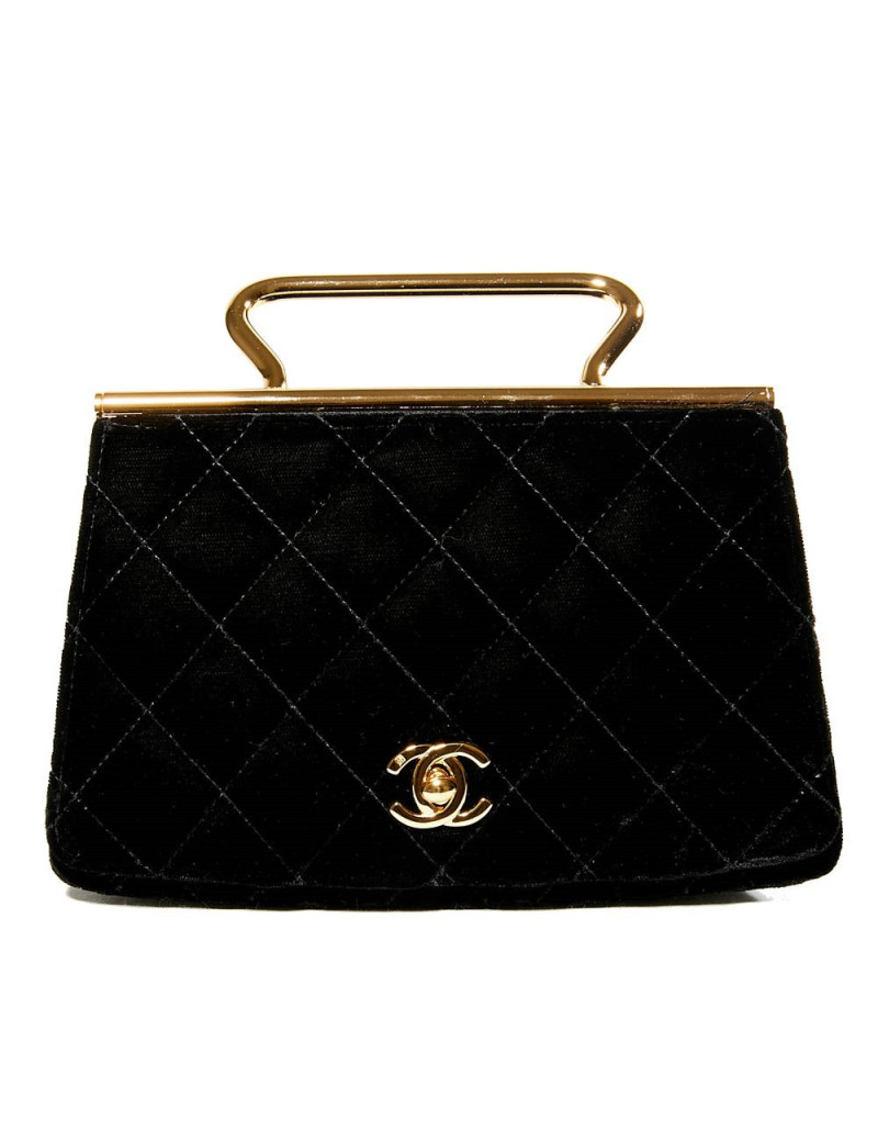 Mini sac CHANEL Couture velours de soie noir
