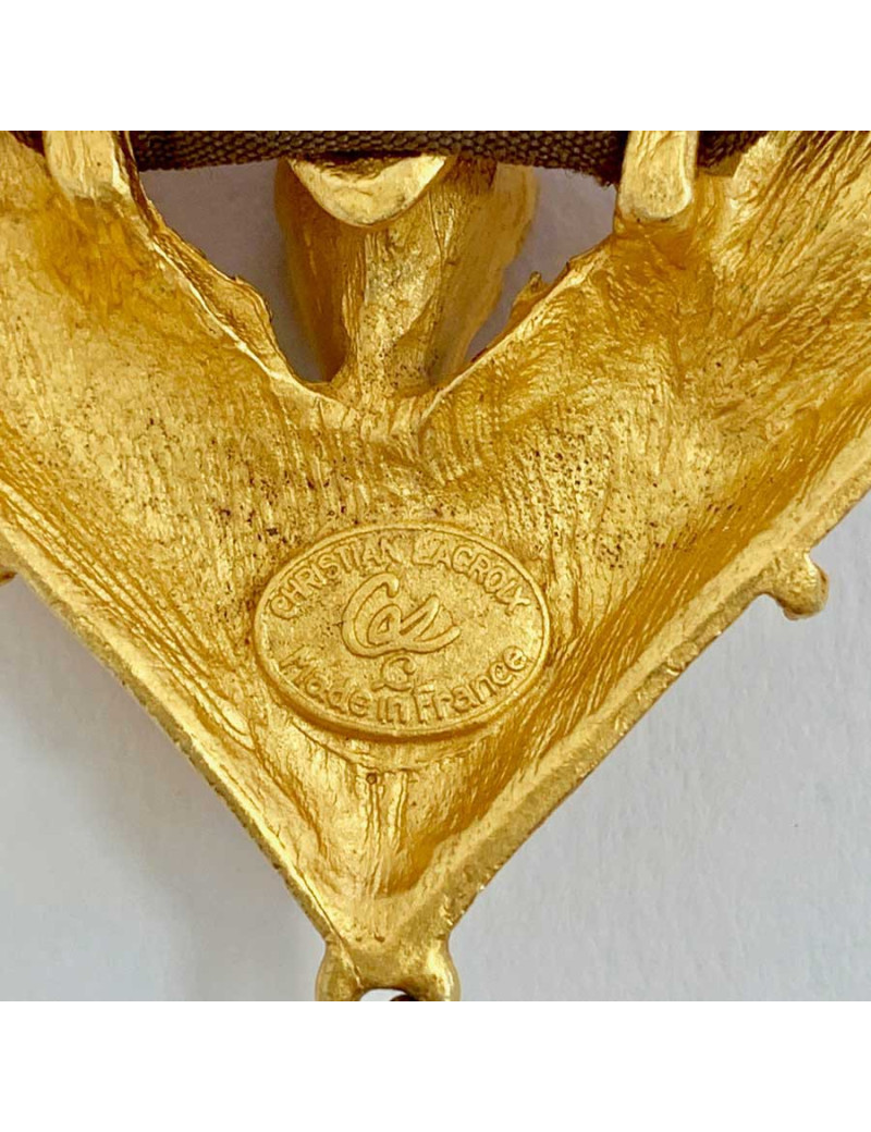 Collier Vintage CHRISTIAN LACROIX cordon velours marron