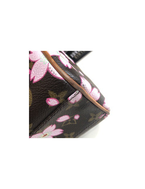 Sac LOUIS VUITTON "cherry blossom" Takashi Murakami toile Monogram marron fleurs roses