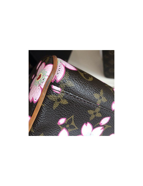 Sac LOUIS VUITTON "cherry blossom" Takashi Murakami toile Monogram marron fleurs roses