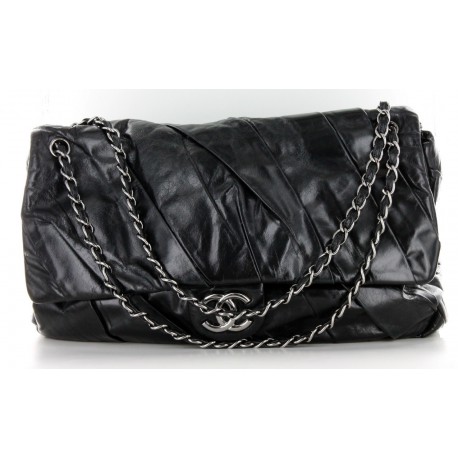 Extra Chanel bag wide leather pleated - VALOIS VINTAGE PARIS