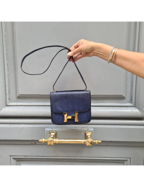Sac Constance mini HERMES bleu saphir