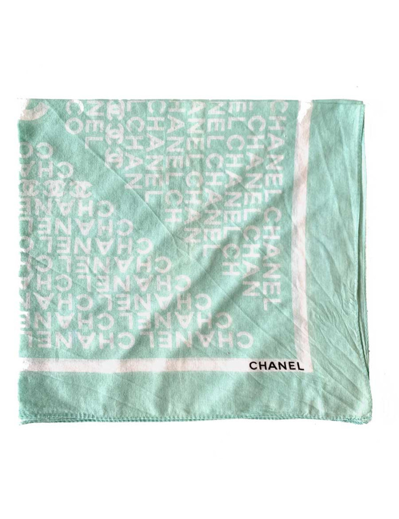 Foulard CHANEL coton vert pistache