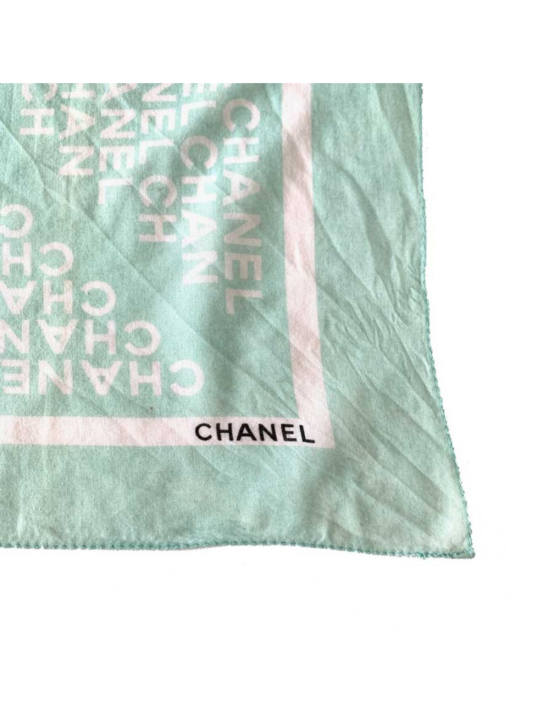 Foulard CHANEL coton vert pistache