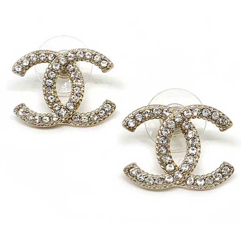 CHANEL double C Brooch in silver plated metal set with rhinestones
