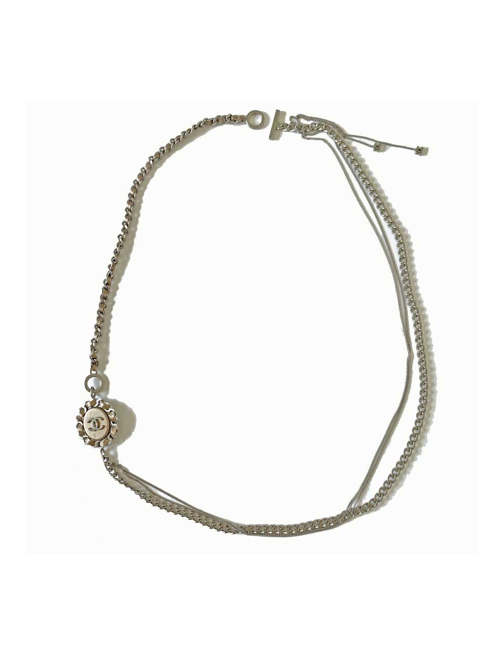 Sautoir CHANEL gourmette argent