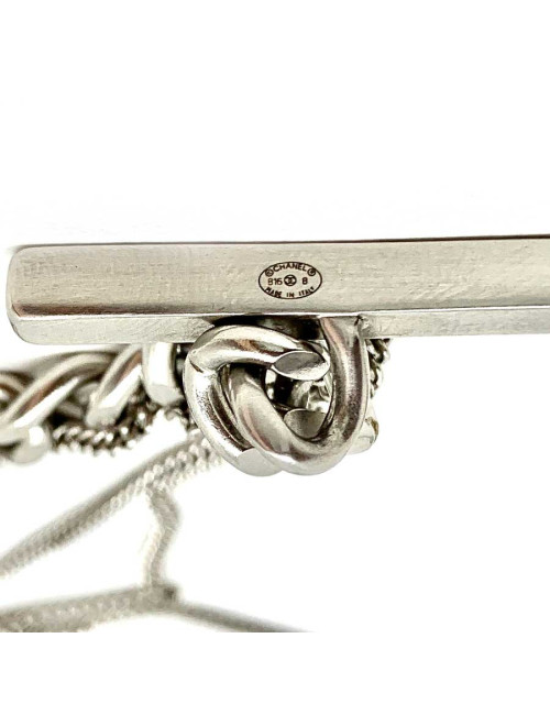 Sautoir CHANEL gourmette argent