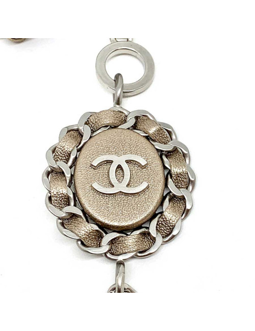 Sautoir CHANEL gourmette argent