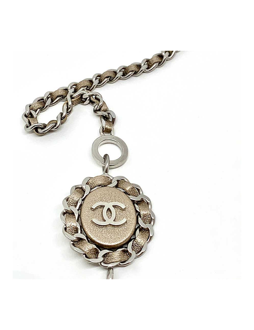 Sautoir CHANEL gourmette argent