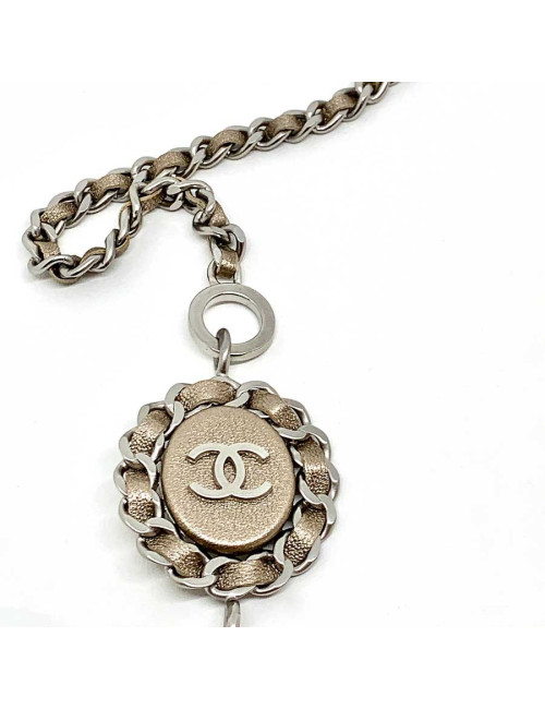 Sautoir CHANEL gourmette argent