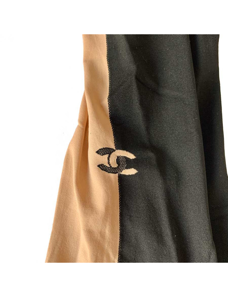 Collants CHANEL bicolores beiges et noirs