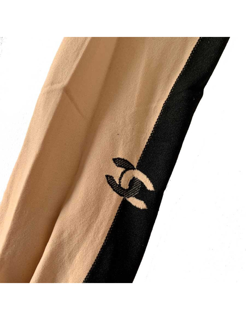 Collants CHANEL bicolores beiges et noirs
