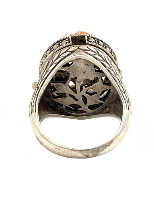 Bague ancienne fleur perlée