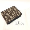 Dior Vintage Canvas and Brown Leather Wallet