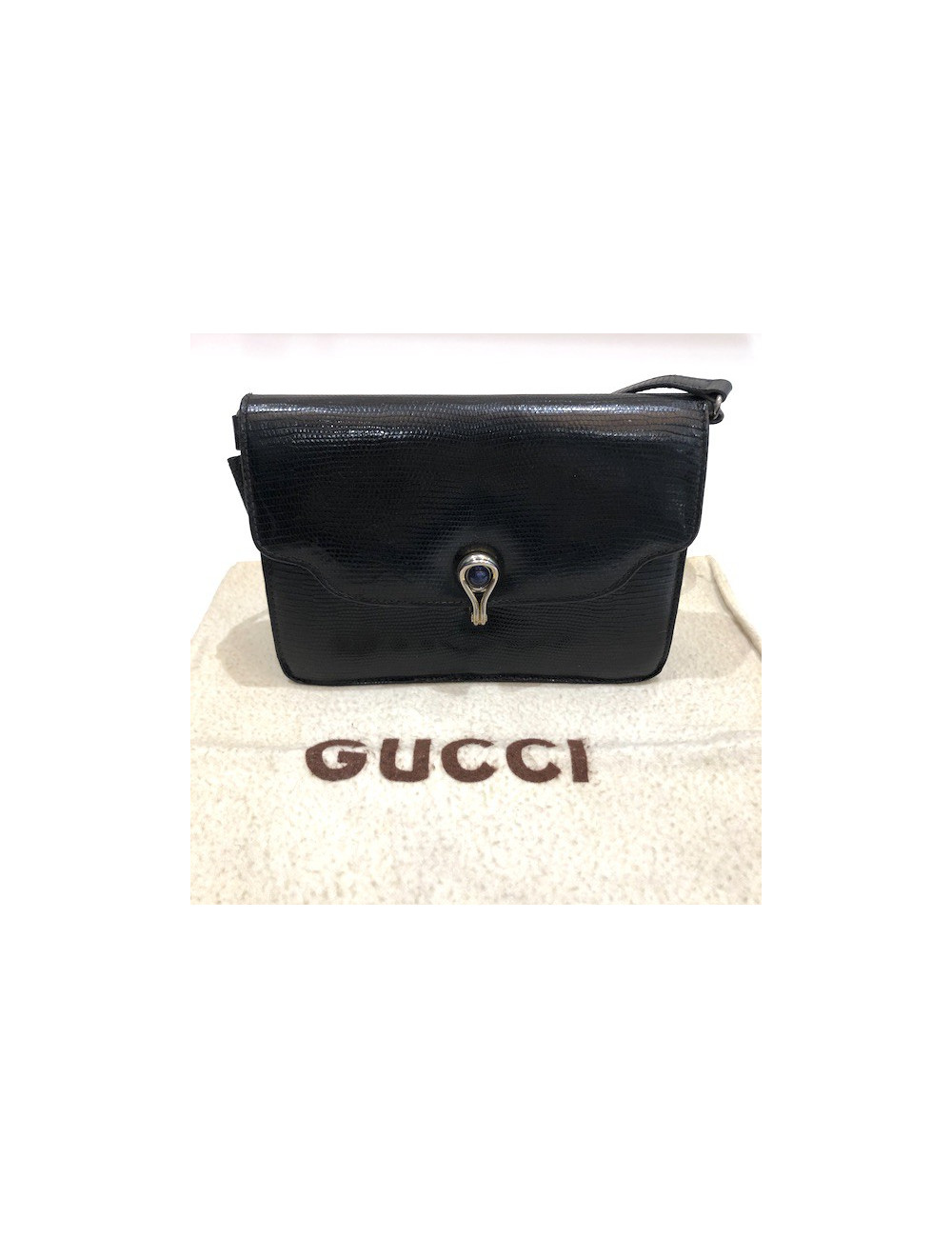 Sac GUCCI alligator noir Vintage
