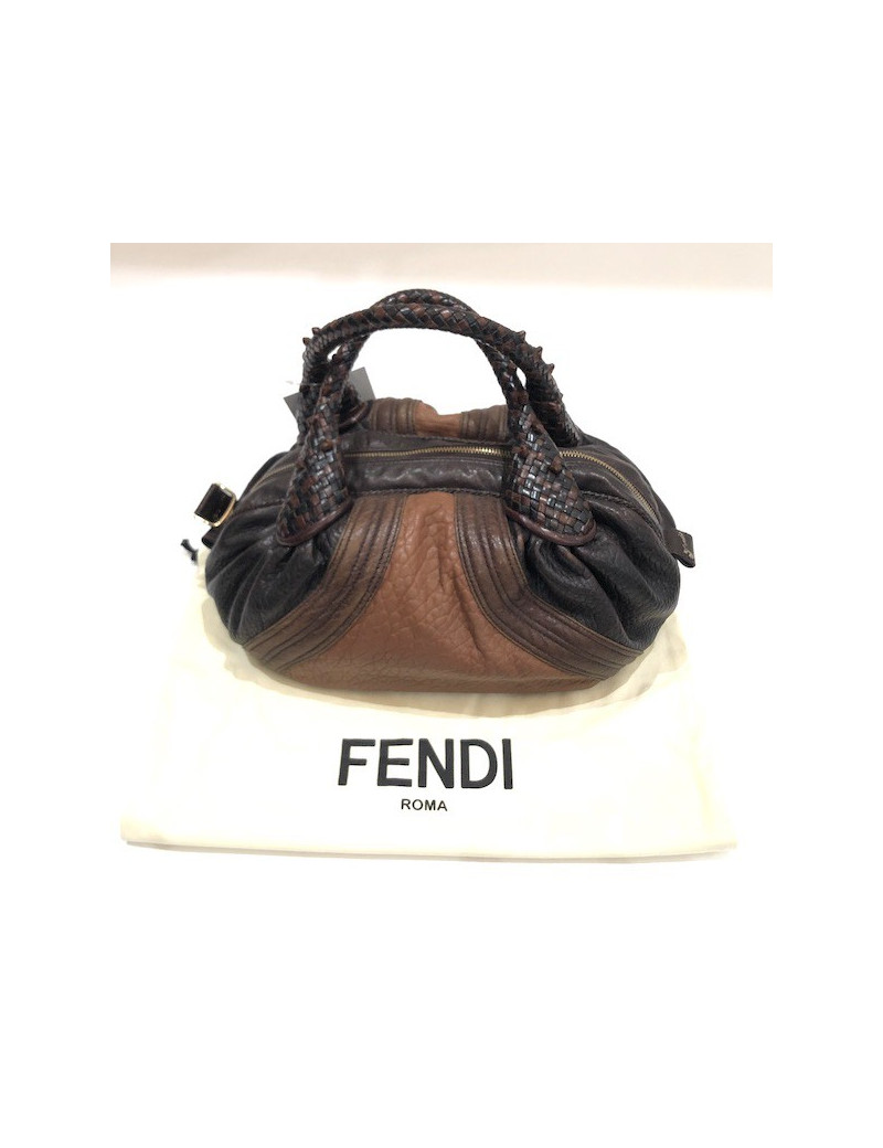 FENDI mini  bag Spy model in light and dark brown leather