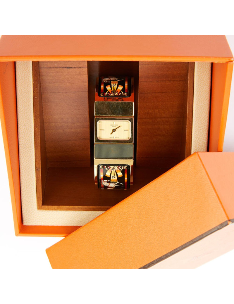 Montre loquet Clic Clac HERMES émail et doré