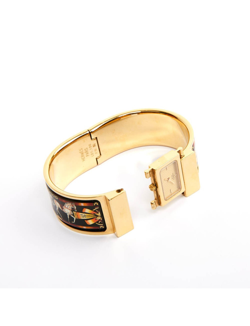 Montre loquet Clic Clac HERMES émail et doré