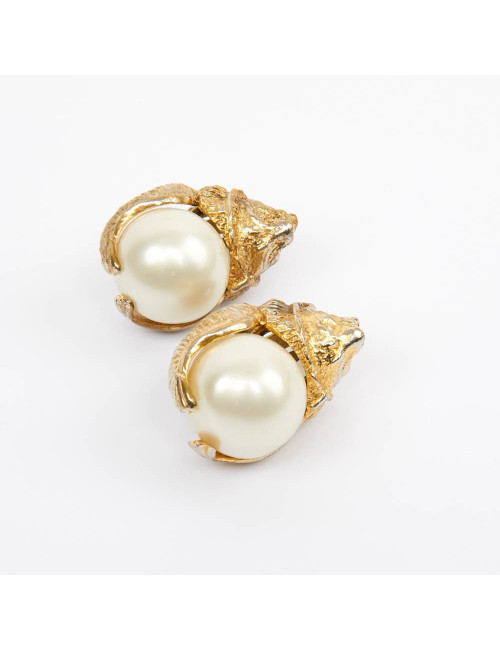 Boucles d'oreille couture CHANEL tête de lion 