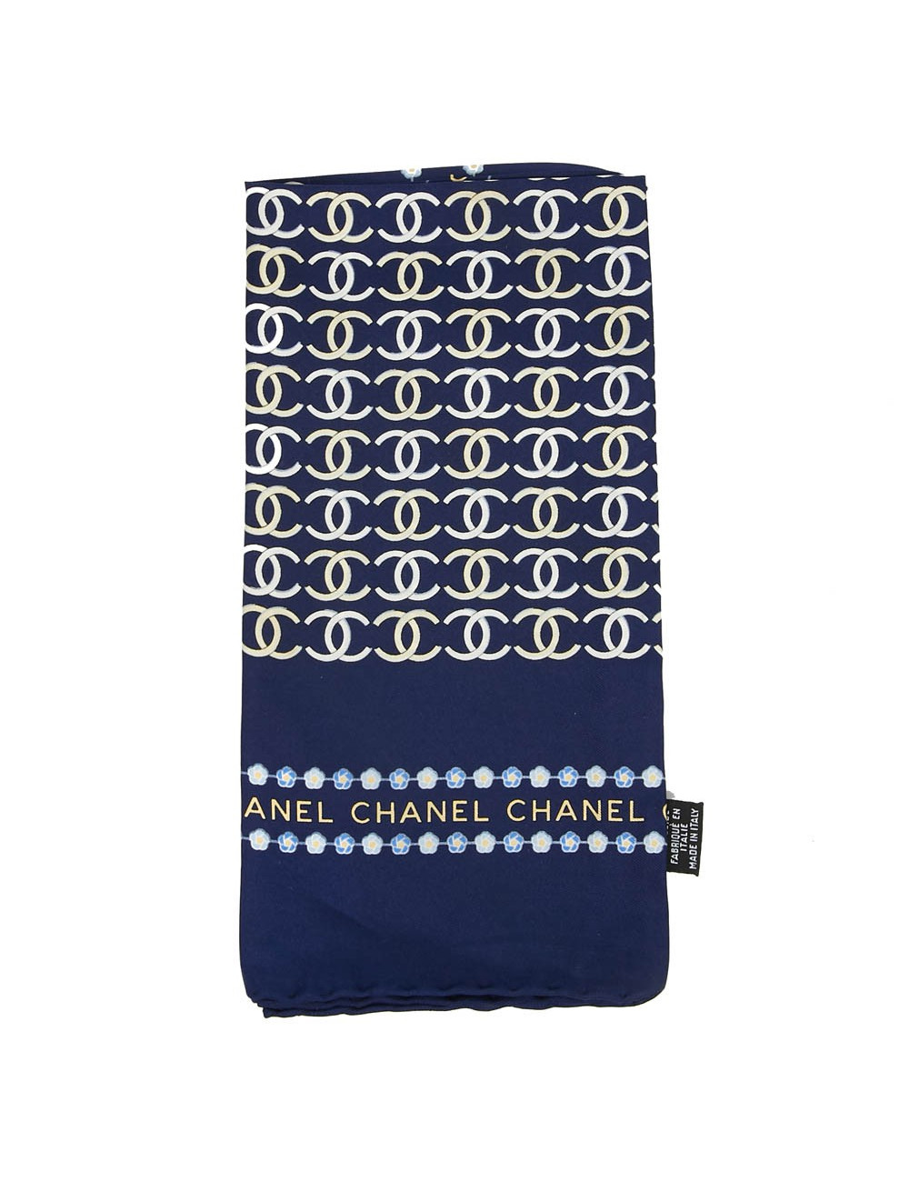Foulard CHANEL soie CC bleue