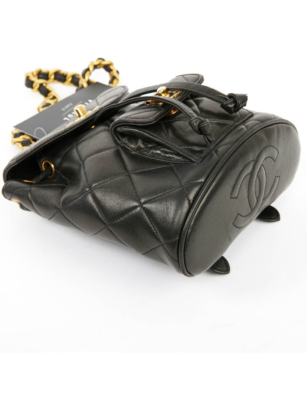 Mini sac à dos CHANEL cuir d'agneau noir