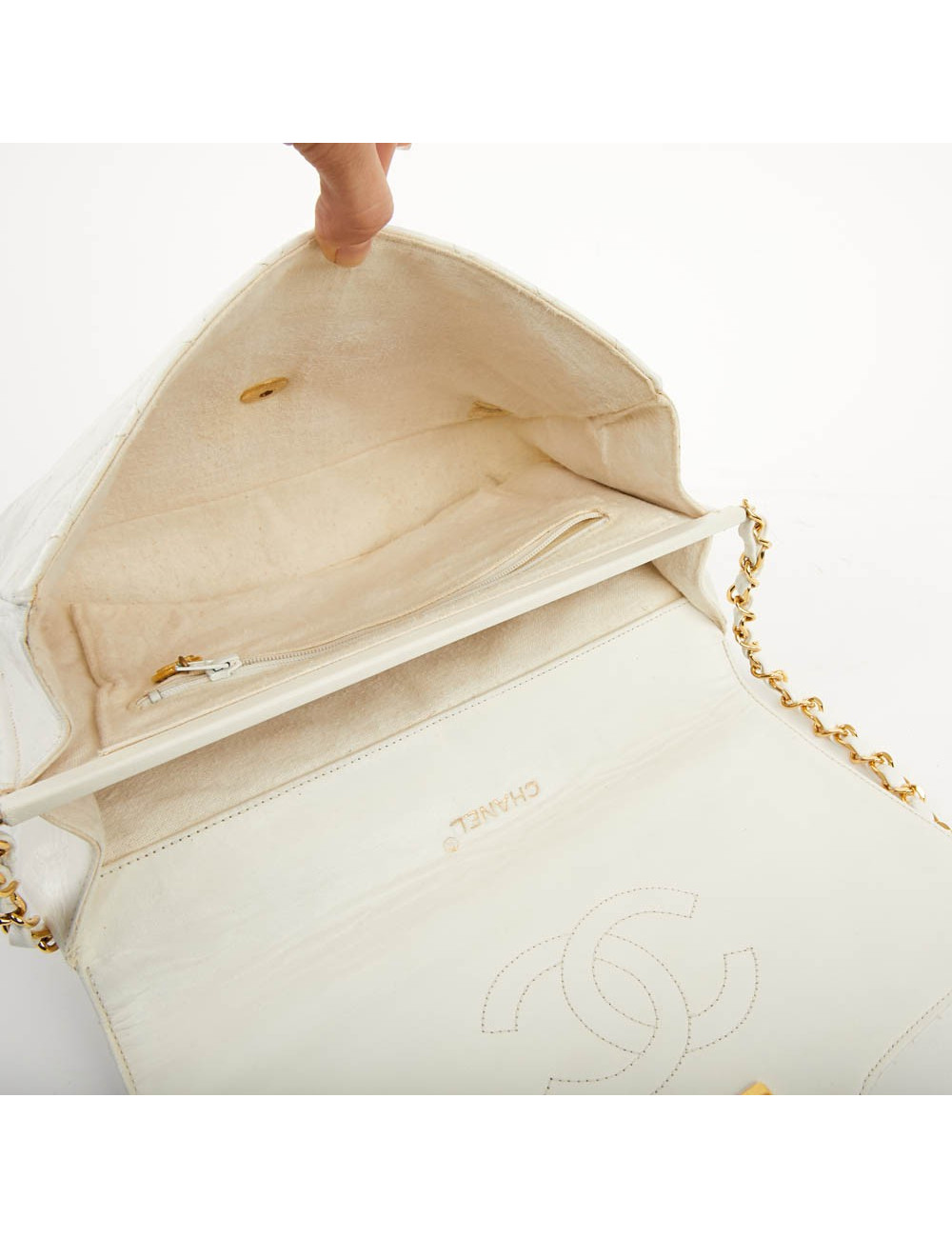 Sac CHANEL Vintage cuir blanc