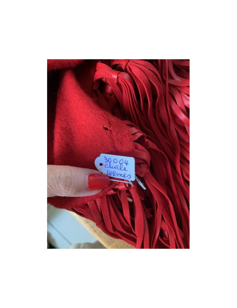 Châle HERMES à franges rouge