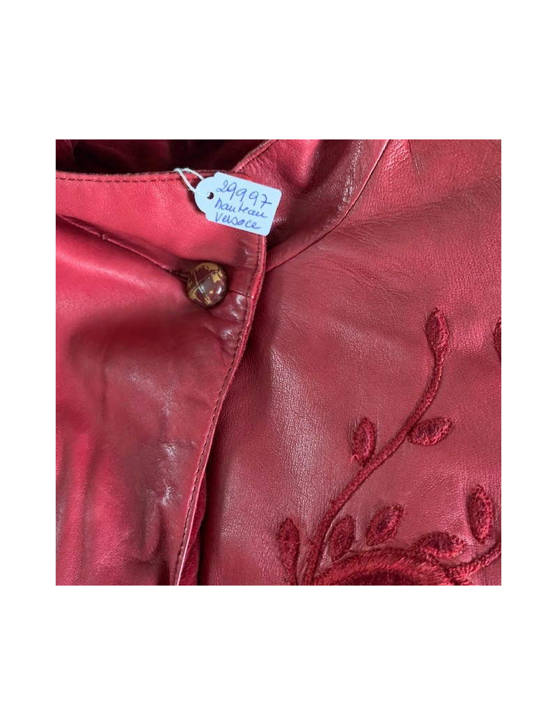 Manteau GIANI VERSACE cuir rouge