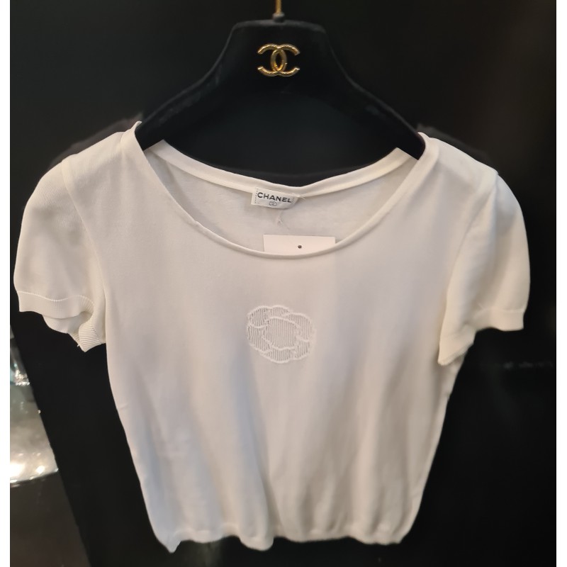 T-shirt CHANEL coton blanc - VALOIS VINTAGE PARIS