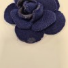 CHANEL camellia brooch in dark blue fabric