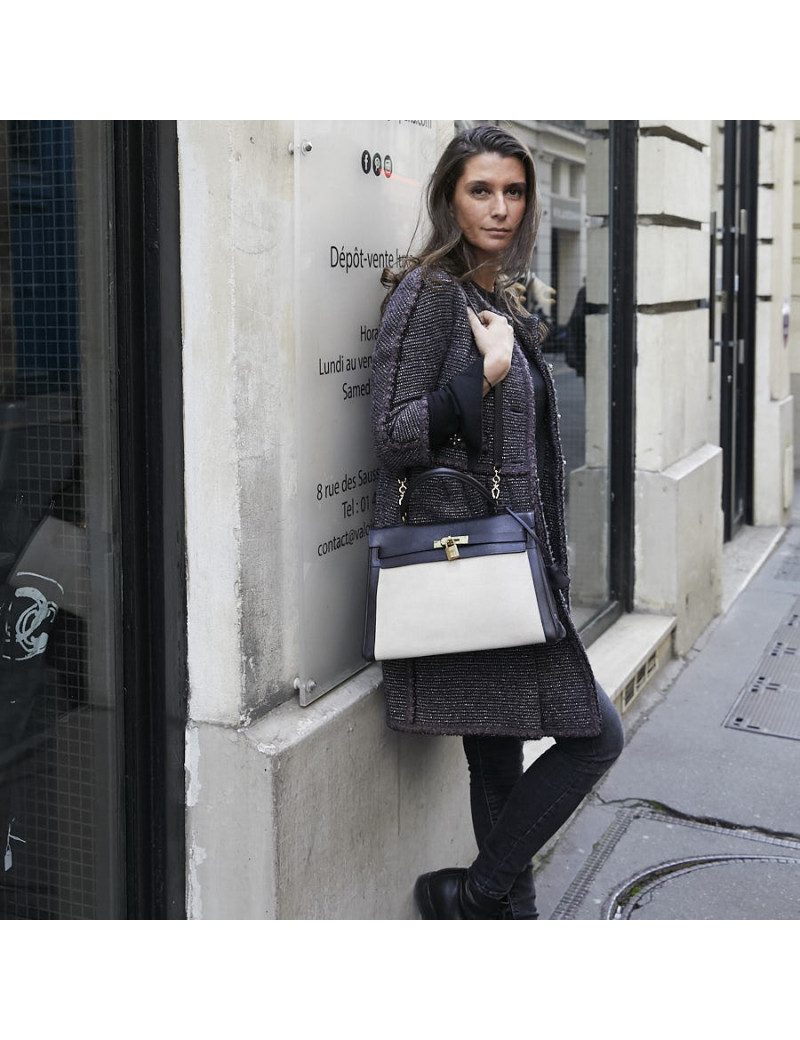 Kelly 32 HERMES toile et cuir