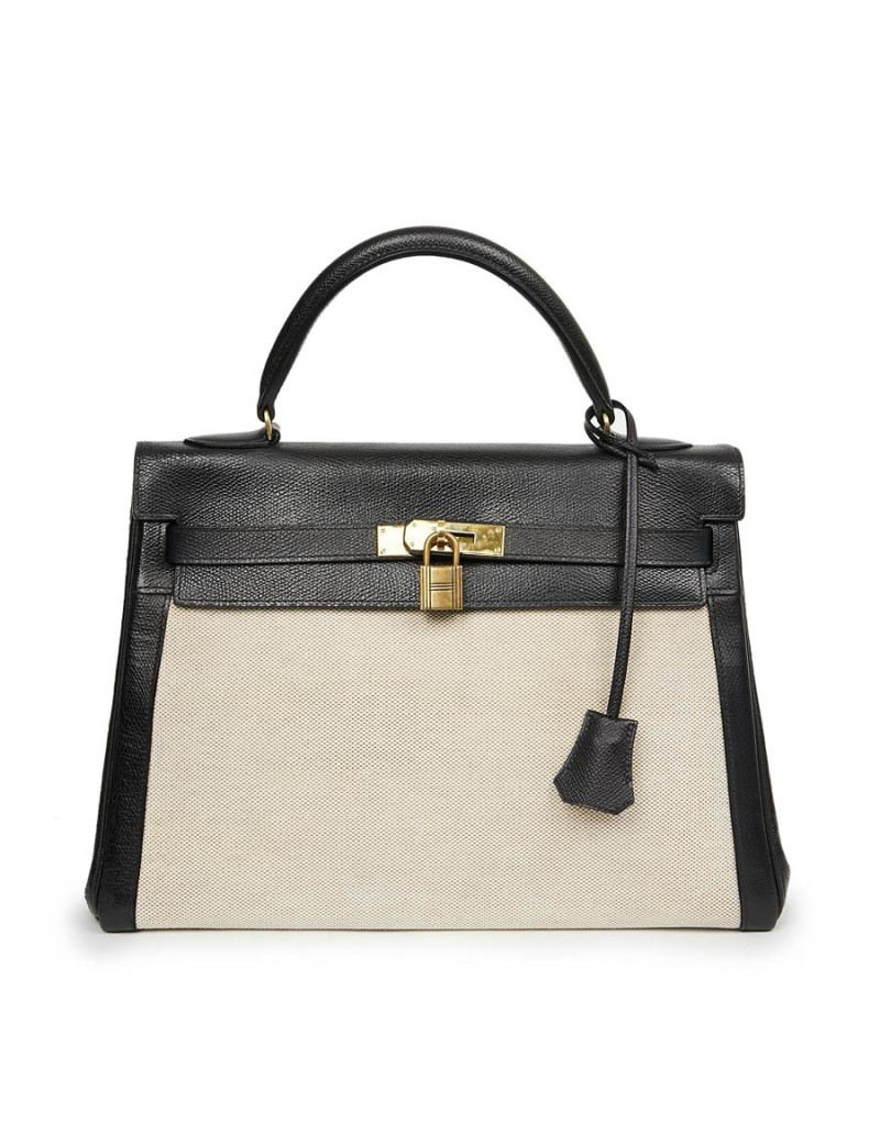 Kelly 32 HERMES toile et cuir