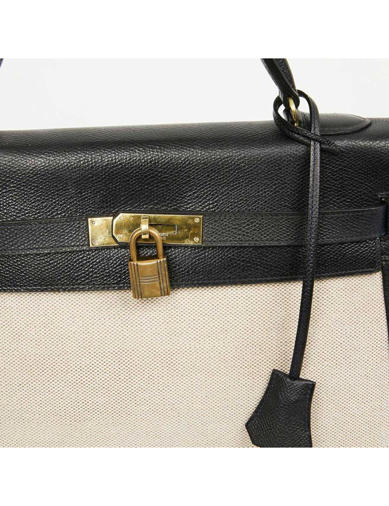 Kelly 32 HERMES toile et cuir