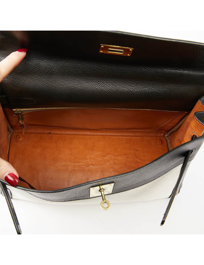 Kelly 32 HERMES toile et cuir