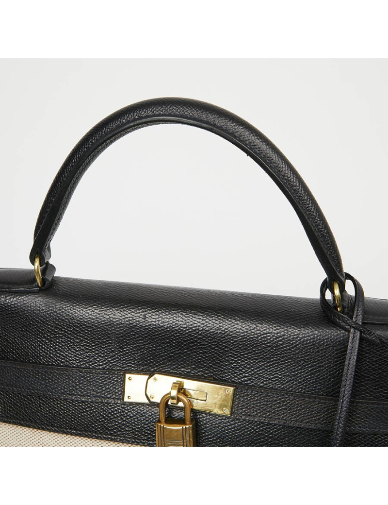 Kelly 32 HERMES toile et cuir