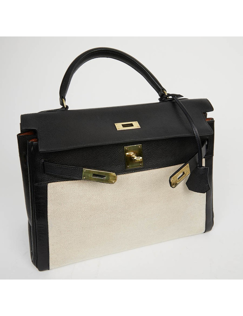 Kelly 32 HERMES toile et cuir