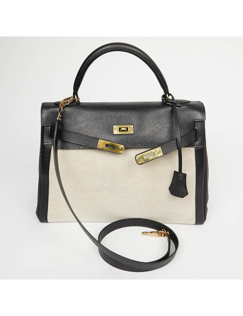 Kelly 32 HERMES toile et cuir