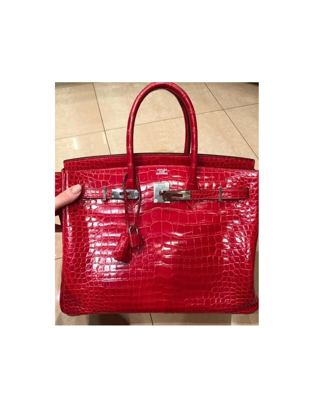 Birkin 35 HERMES alligator rouge braise