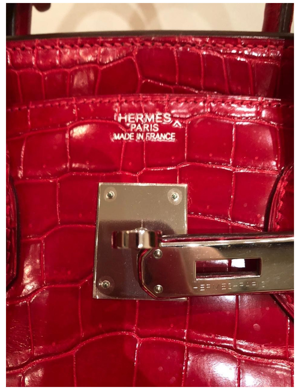 Birkin 35 HERMES alligator rouge braise