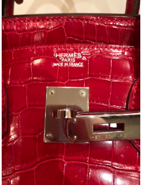 Birkin 35 HERMES alligator rouge braise